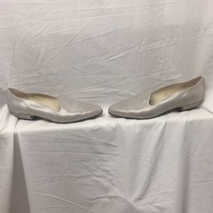 Italian metallic leather slip on shoe